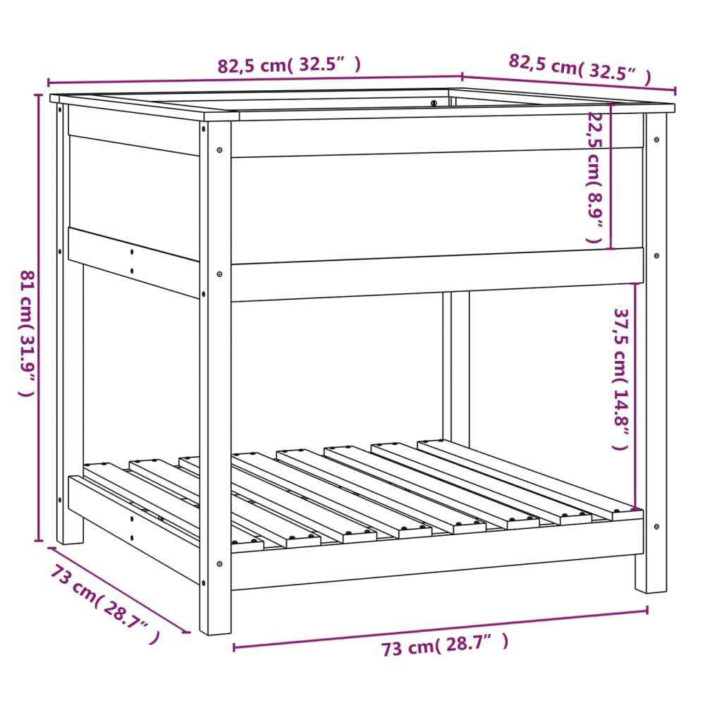 vidaXL Ζαρντινιέρα με Ράφι 82,5x82,5x81 εκ. Μασίφ Ξύλο Πεύκου