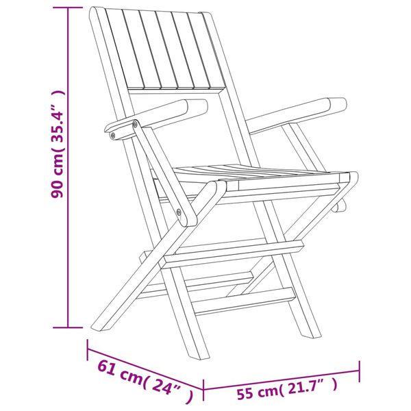 vidaXL Καρέκλες Κήπου Πτυσσόμενες 8 τεμ. 55x61x90 εκ. Μασίφ Ξύλο Teak