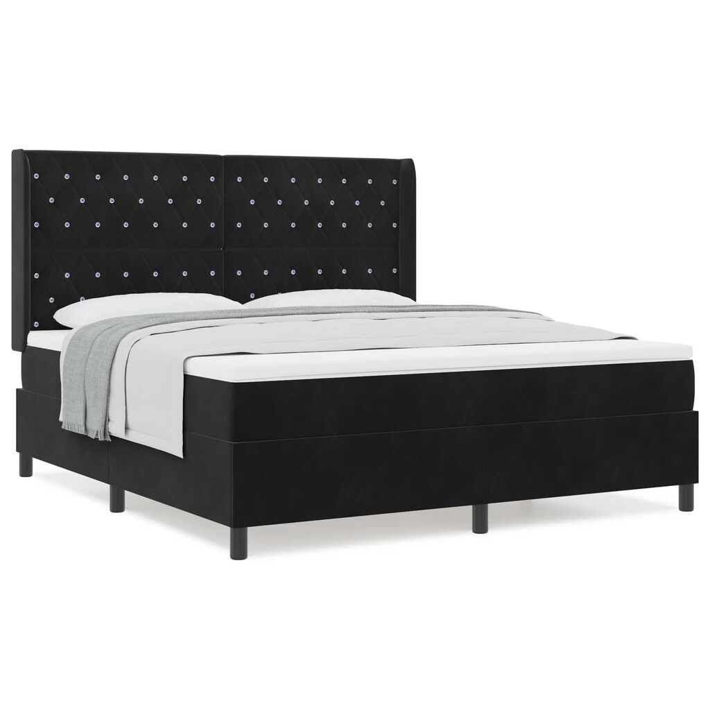 vidaXL Κρεβάτι Box Spring με Στρώμα Μαύρο 180x200 cm Βελούδο