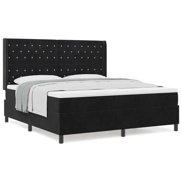 vidaXL Κρεβάτι Box Spring με Στρώμα Μαύρο 180x200 cm Βελούδο