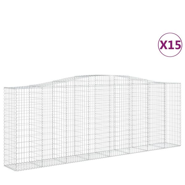 vidaXL Συρματοκιβώτια Τοξωτά 15 τεμ. 400x50x140/160 εκ. Γαλβαν. Ατσάλι