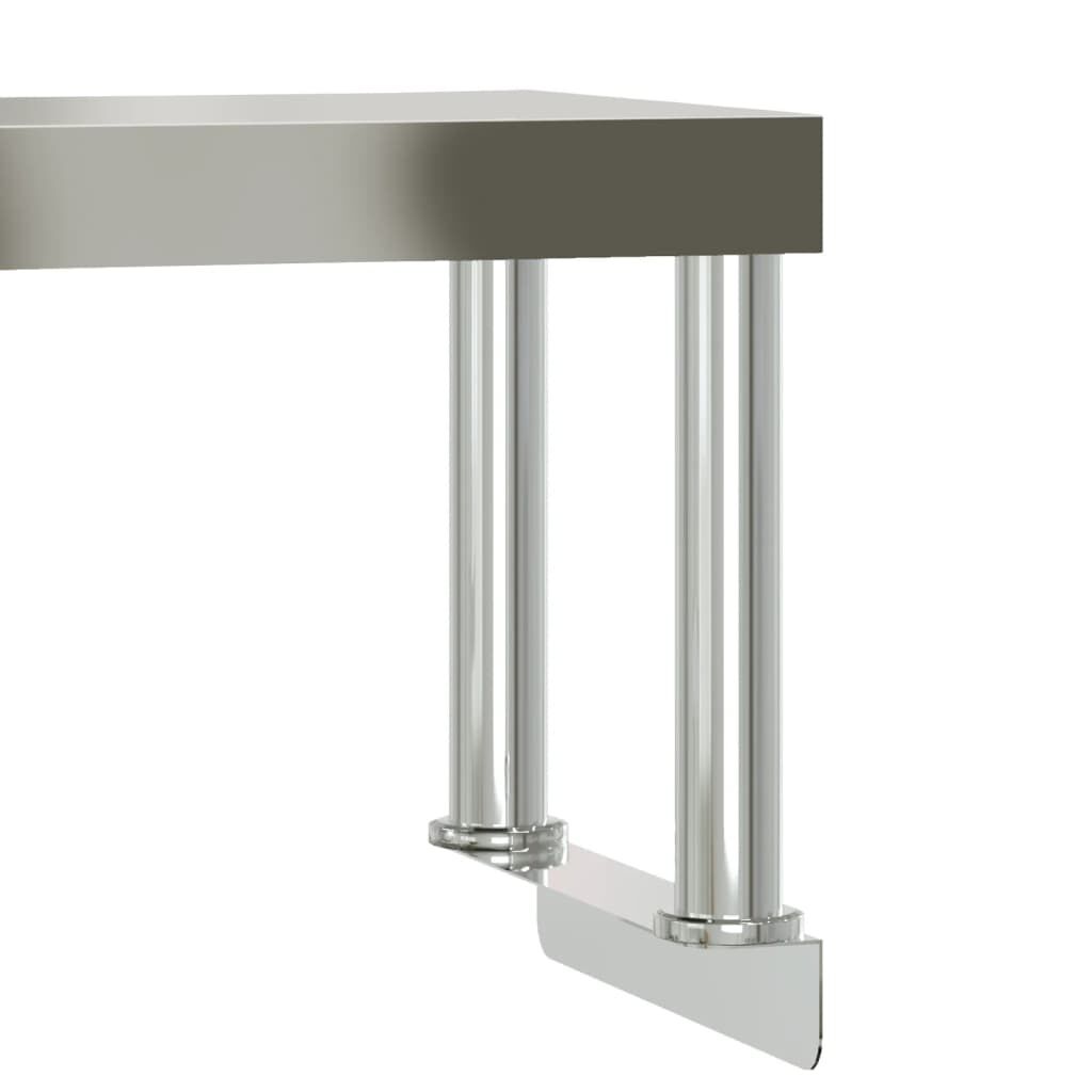 vidaXL Πάγκος Εργασίας Κουζίνας με Ράφι 110x55x120 εκ. Ανοξείδ. Ατσάλι