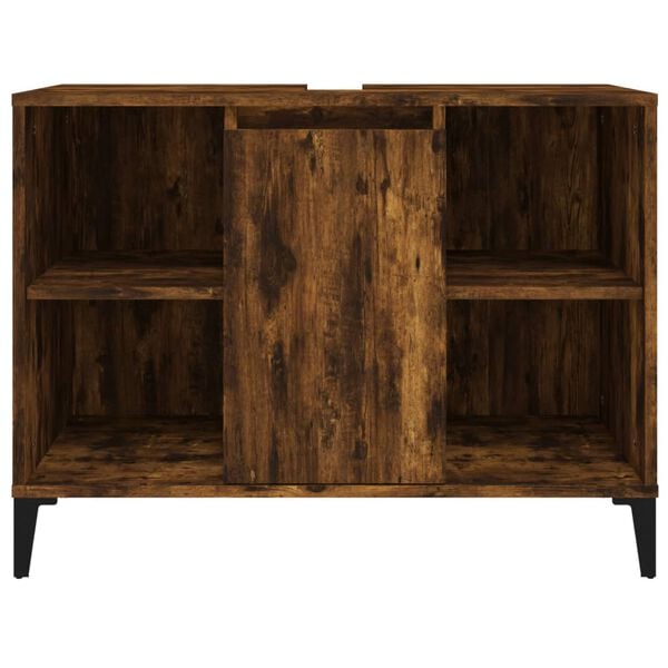 vidaXL Ντουλάπι Νιπτήρα Καπνιστή Δρυς 80x33x60 εκ. Επεξεργ. Ξύλο