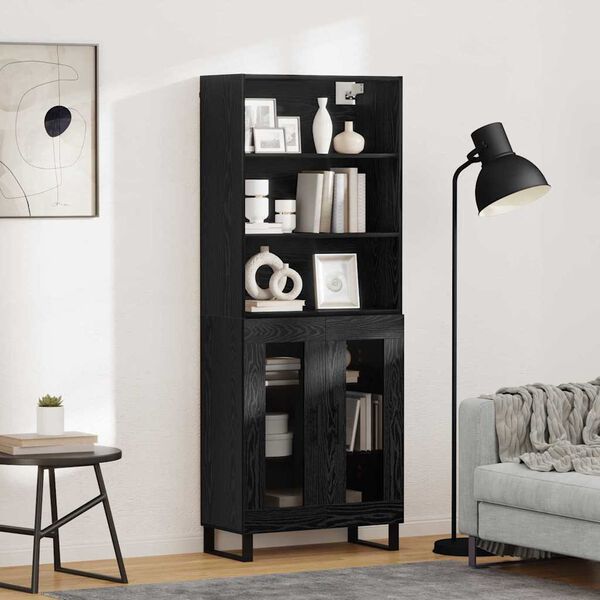 vidaXL Highboard &Mu;&alpha;ύ&rho;&eta; &Omicron;&xi;&upsilon;ά 69,5 x 34 x 180 &epsilon;&kappa;. &Epsilon;&pi;&epsilon;&xi;&epsilon;&rho;&gamma;&alpha;&sigma;&mu;έ&nu;&omicron; &xi;ύ&lambda;&omicron;
