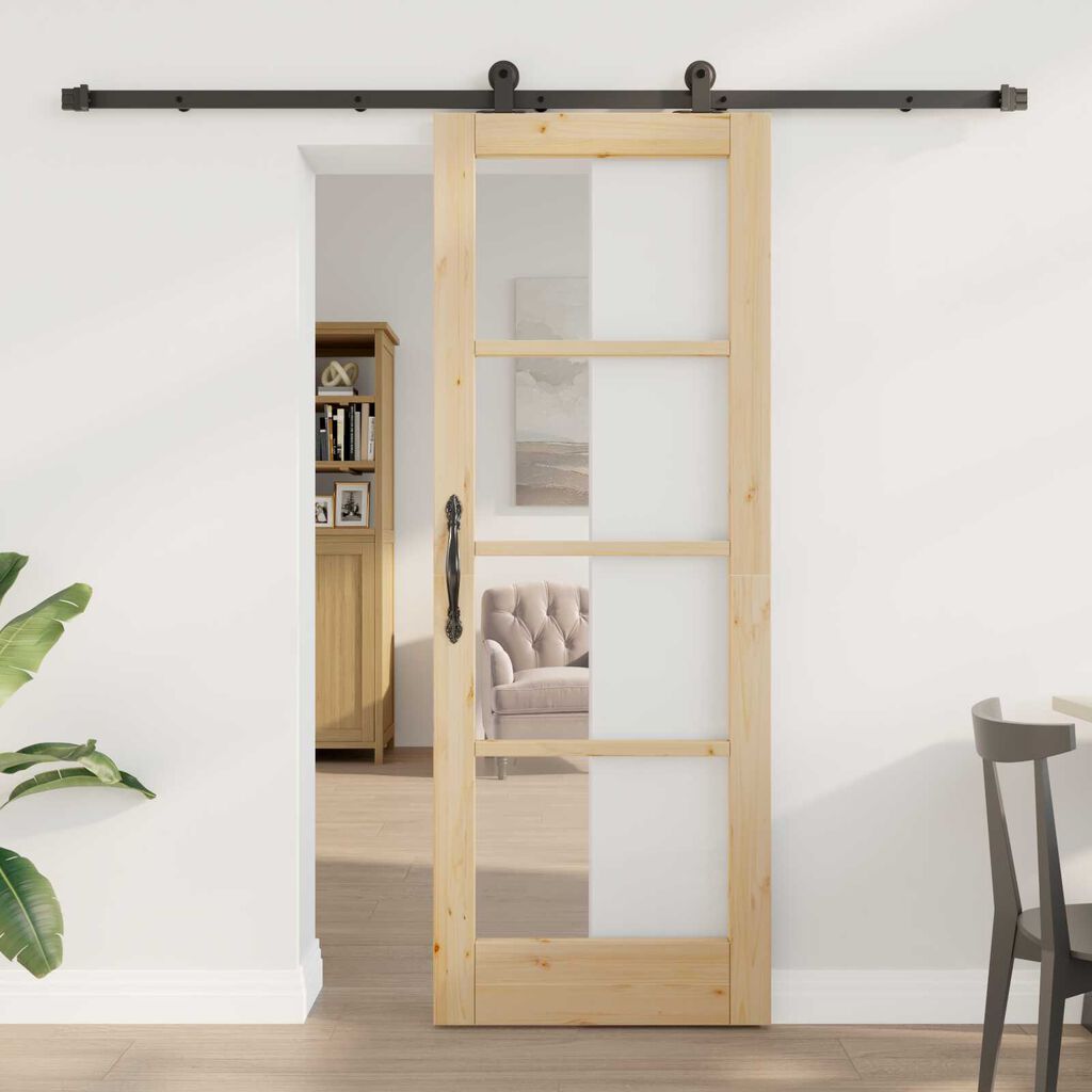 vidaXL Συρόμενη Πόρτα ORKDAL Καφέ 73.5 x 198.5 εκ. Ξύλο και μέταλλο