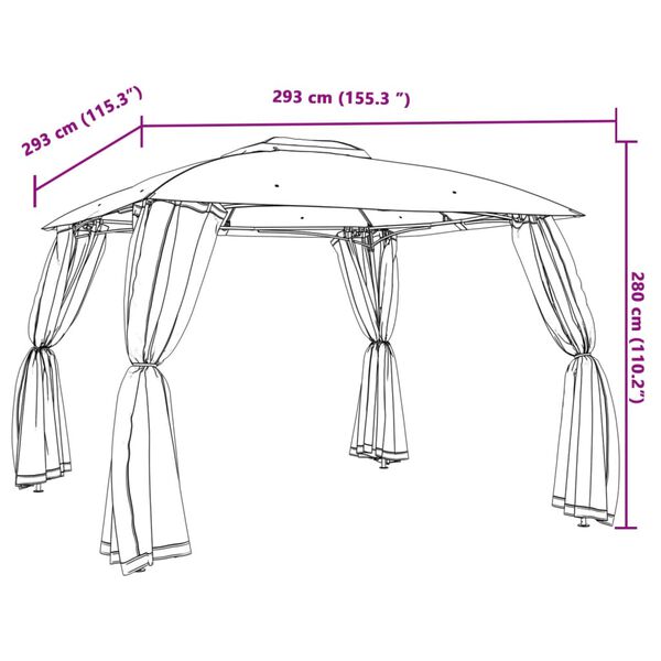 vidaXL Κιόσκι με Διπλούς Τοίχους/Δίχτυ Taupe 2,93x2,93 μ. από Ατσάλι