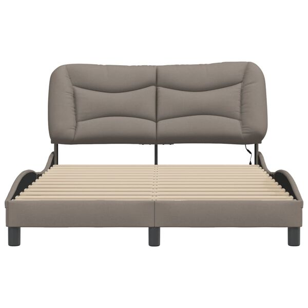 vidaXL Πλαίσιο κρεβατιού με LED χωρίς στρώμα Taupe 140x190 cm Ύφασμα