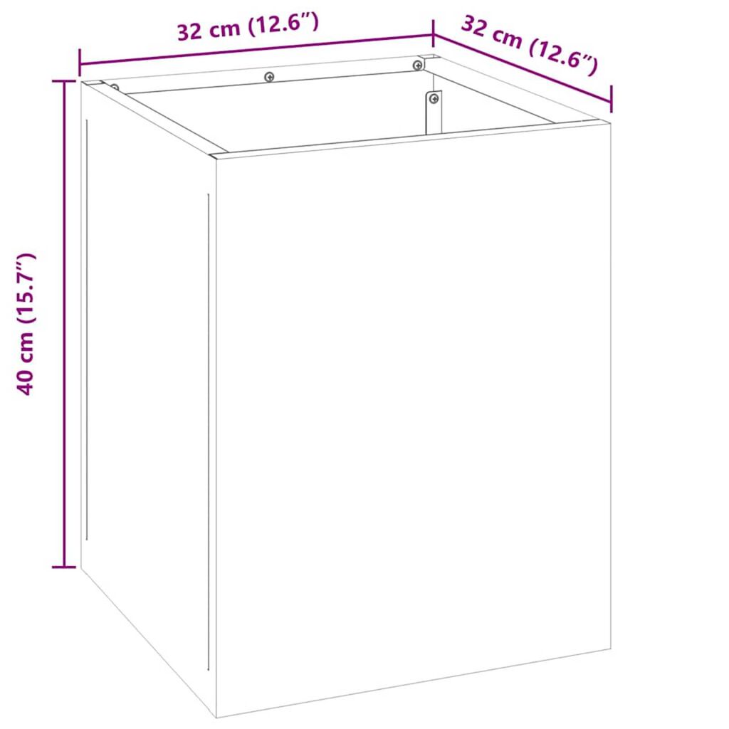 vidaXL Γλάστρα Κήπου Λευκό 32 x 32 x 40 εκ. Κρύα έλαση από χάλυβα