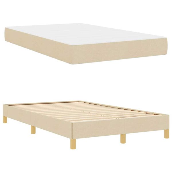 vidaXL Κρεβάτι με ελατήρια Κρέμα και Καφέ 120 x 200 cm