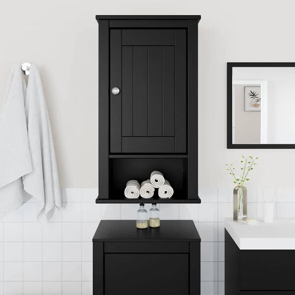 vidaXL Ντουλάπι Μπάνιου Επιτοίχιο BERG Μαύρο 40x27x71,5 εκ Μασίφ Πεύκο