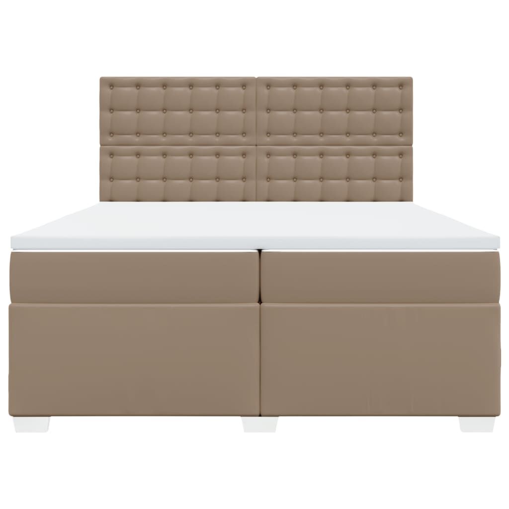 vidaXL Κρεβάτι Boxspring με Στρώμα Καπουτσίνο 200x200εκ.από Συνθ.Δέρμα