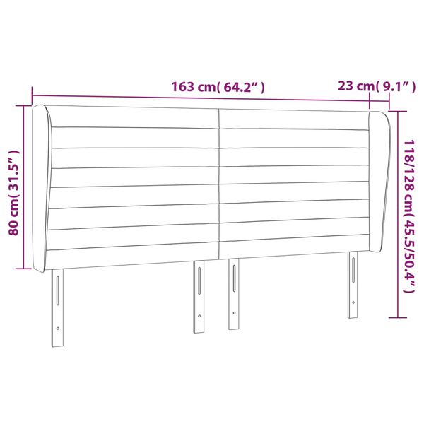 vidaXL Κεφαλάρι με Πτερύγια Μαύρο 163x23x118/128 εκ. Βελούδινο