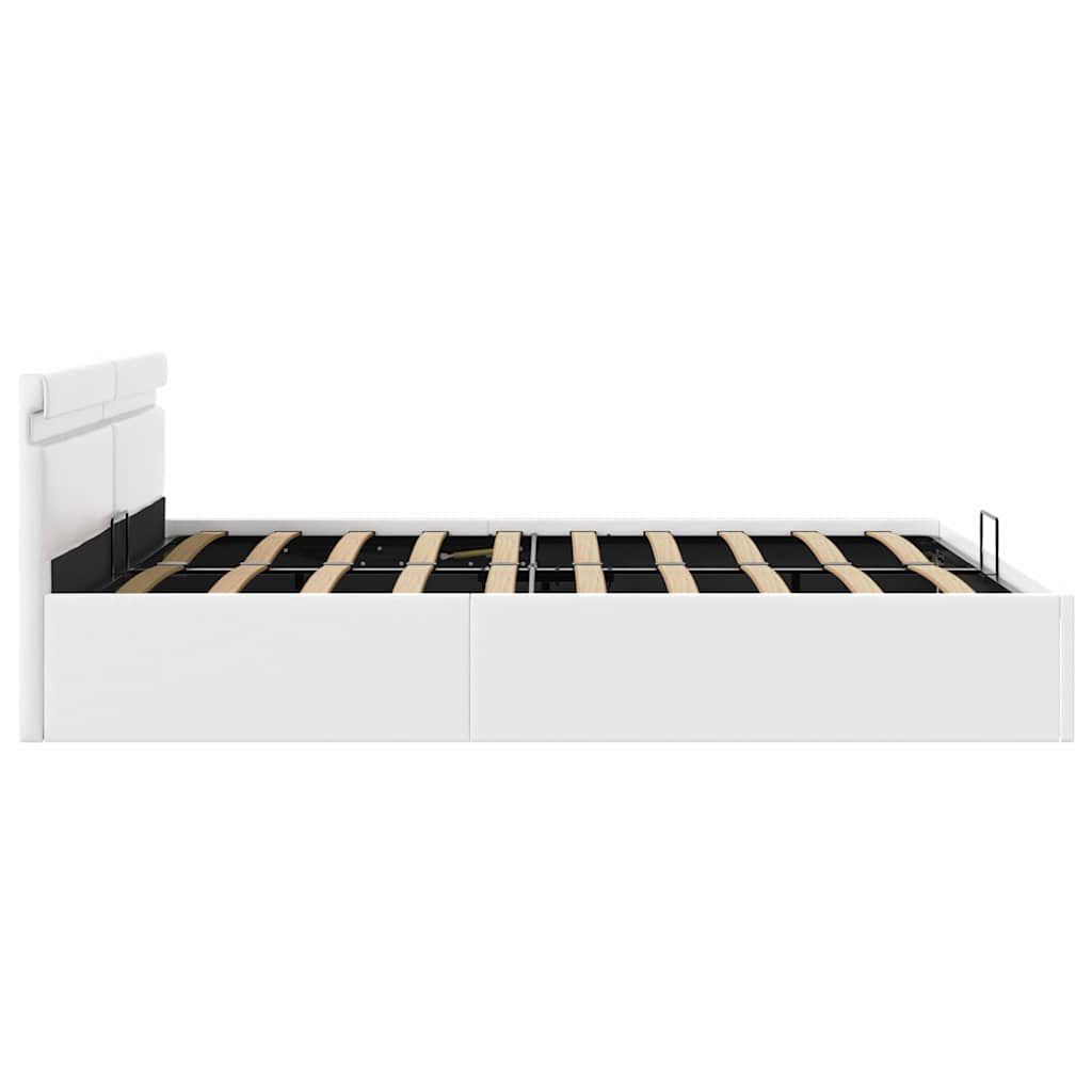 vidaXL Πλαίσιο Κρεβατιού Αποθ. Χώρο/LED Μαύρο 160x200 εκ. Δερματίνη