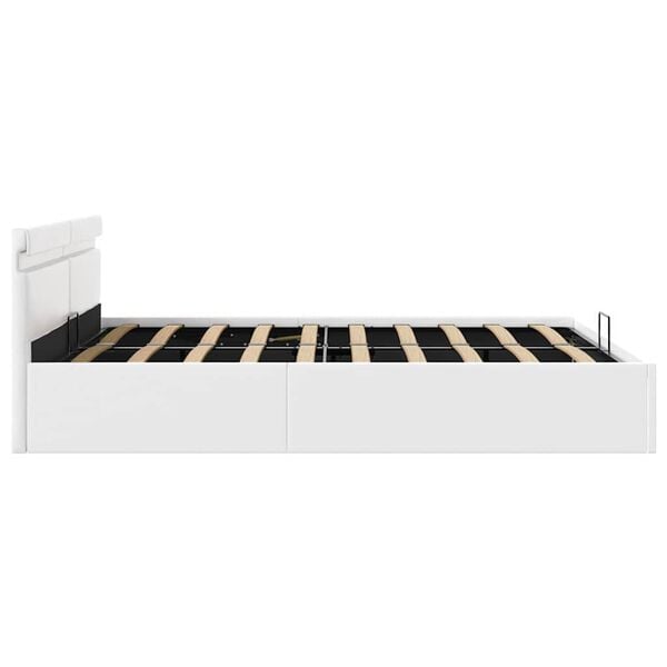 vidaXL Πλαίσιο Κρεβατιού Αποθ. Χώρο/LED Μαύρο 160x200 εκ. Δερματίνη