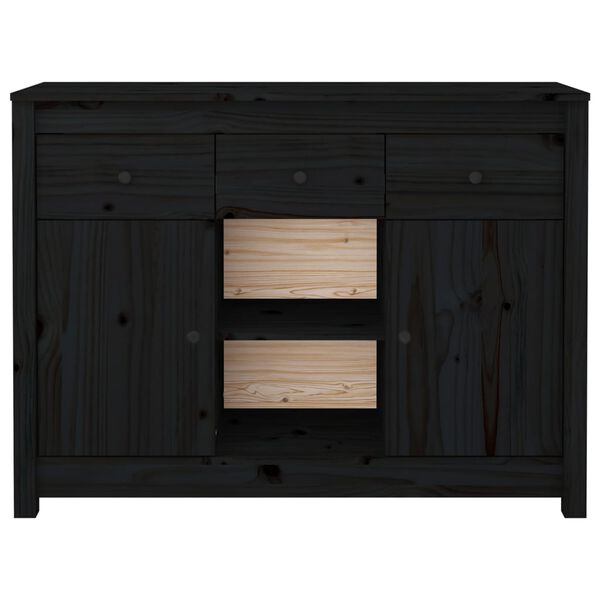 vidaXL Ντουλάπι Μαύρο 100 x 35 x 74,5 εκ. από Μασίφ Ξύλο Πεύκου
