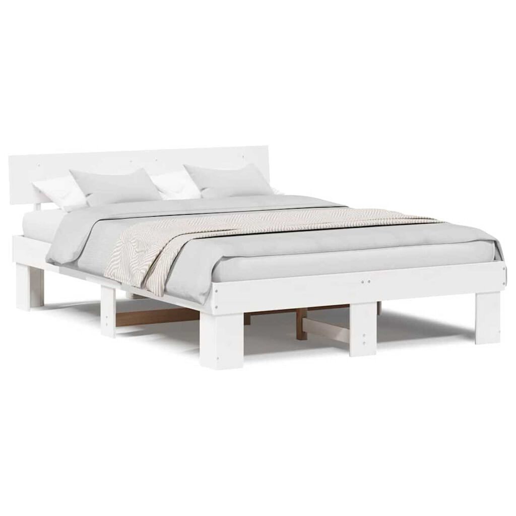 vidaXL Σκελετός Κρεβατιού Λευκό 150 x 200 cm Μασίφ ξύλο πεύκου