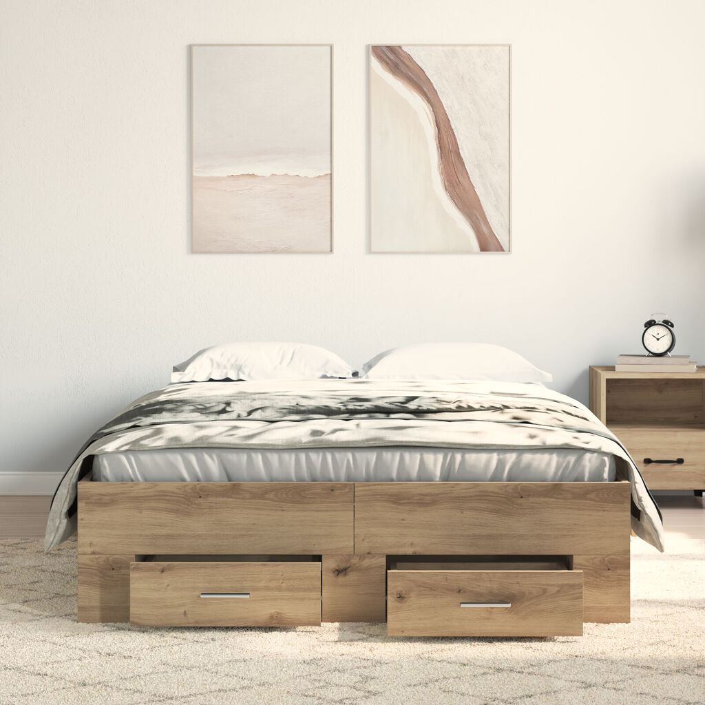 vidaXL Κρεβάτι με Συρτάρια από Δρυς 120x200 cm Επεξεργασμένο Ξύλο