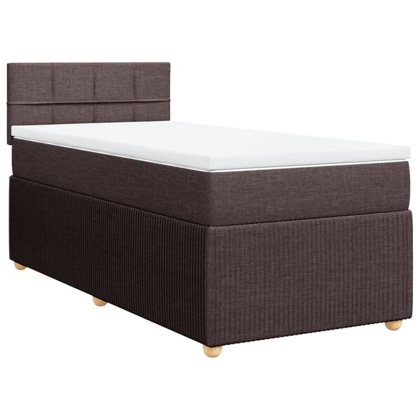 vidaXL Κρεβάτι Boxspring με Στρώμα Σκούρο Καφέ 80x200 εκ. Υφασμάτινο