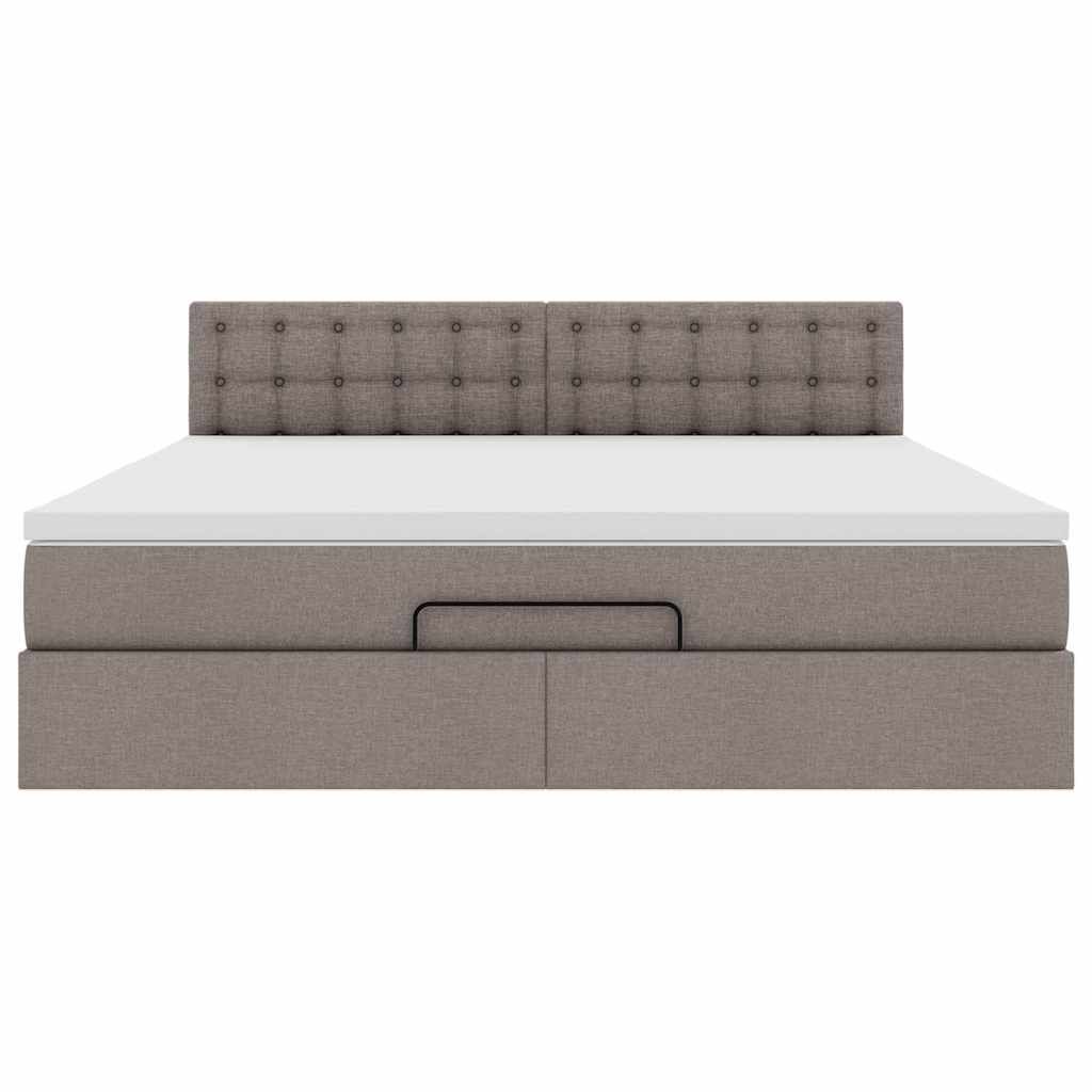 vidaXL Οθωμανικό κρεβάτι με στρώμα Taupe 160x200cm ύφασμα