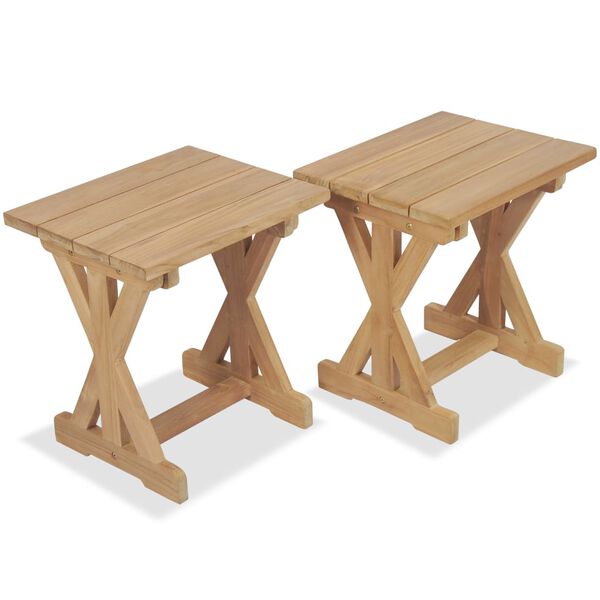 vidaXL Σκαμπό Κήπου 2 τεμ. 42 x 35 x 45 εκ. από Μασίφ Ξύλο Teak