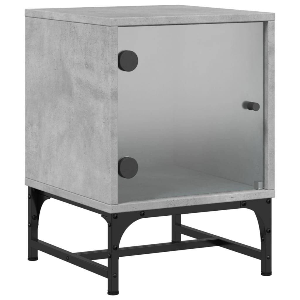 vidaXL Κομοδίνο Γκρι Σκυροδέματος 35x37x50 εκ. με Γυάλινη Πόρτα