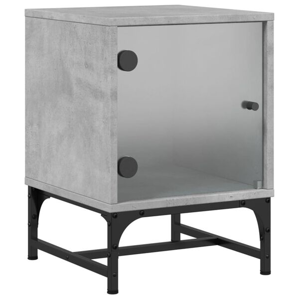 vidaXL Κομοδίνο Γκρι Σκυροδέματος 35x37x50 εκ. με Γυάλινη Πόρτα