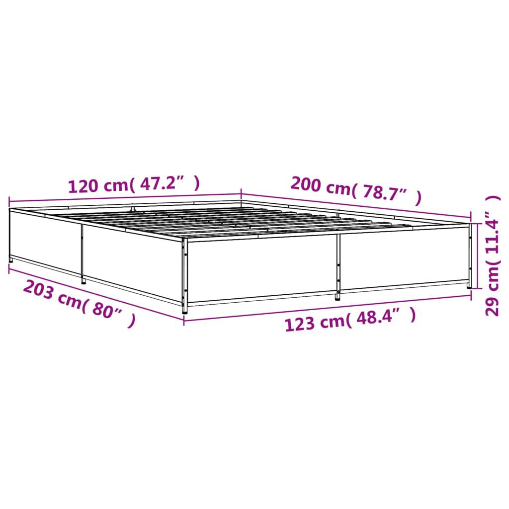 vidaXL Πλαίσιο Κρεβατιού Γκρι Sonoma 120x200 εκ. Επεξ. Ξύλο & Μέταλλο