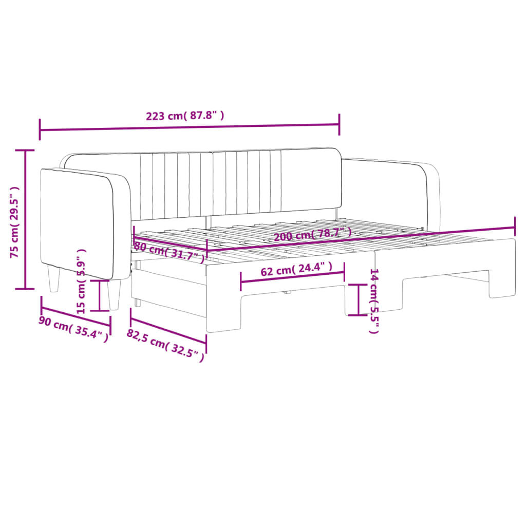vidaXL Καναπές Κρεβάτι Συρόμενος Κίτρινος 80 x 200 εκ. Βελούδινος