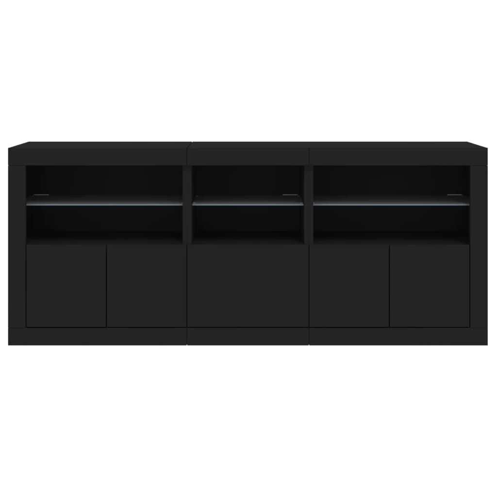 vidaXL Μπουφές με Φώτα LED Μαύρος 162 x 37 x 67 εκ.