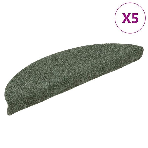 vidaXL Πατάκια Σκάλας Αυτοκόλ. 5 τεμ. Πράσινο 56x17x3 εκ Βελονιασμένα