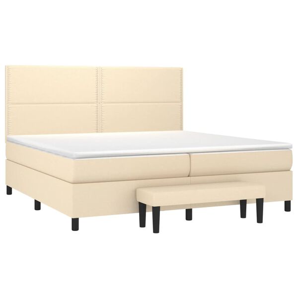 vidaXL &Kappa;&rho;&epsilon;&beta;ά&tau;&iota; Boxspring &mu;&epsilon; &Sigma;&tau;&rho;ώ&mu;&alpha; &Kappa;&rho;&epsilon;&mu; 200x200 &epsilon;&kappa;. &Upsilon;&phi;&alpha;&sigma;&mu;ά&tau;&iota;&nu;&omicron;