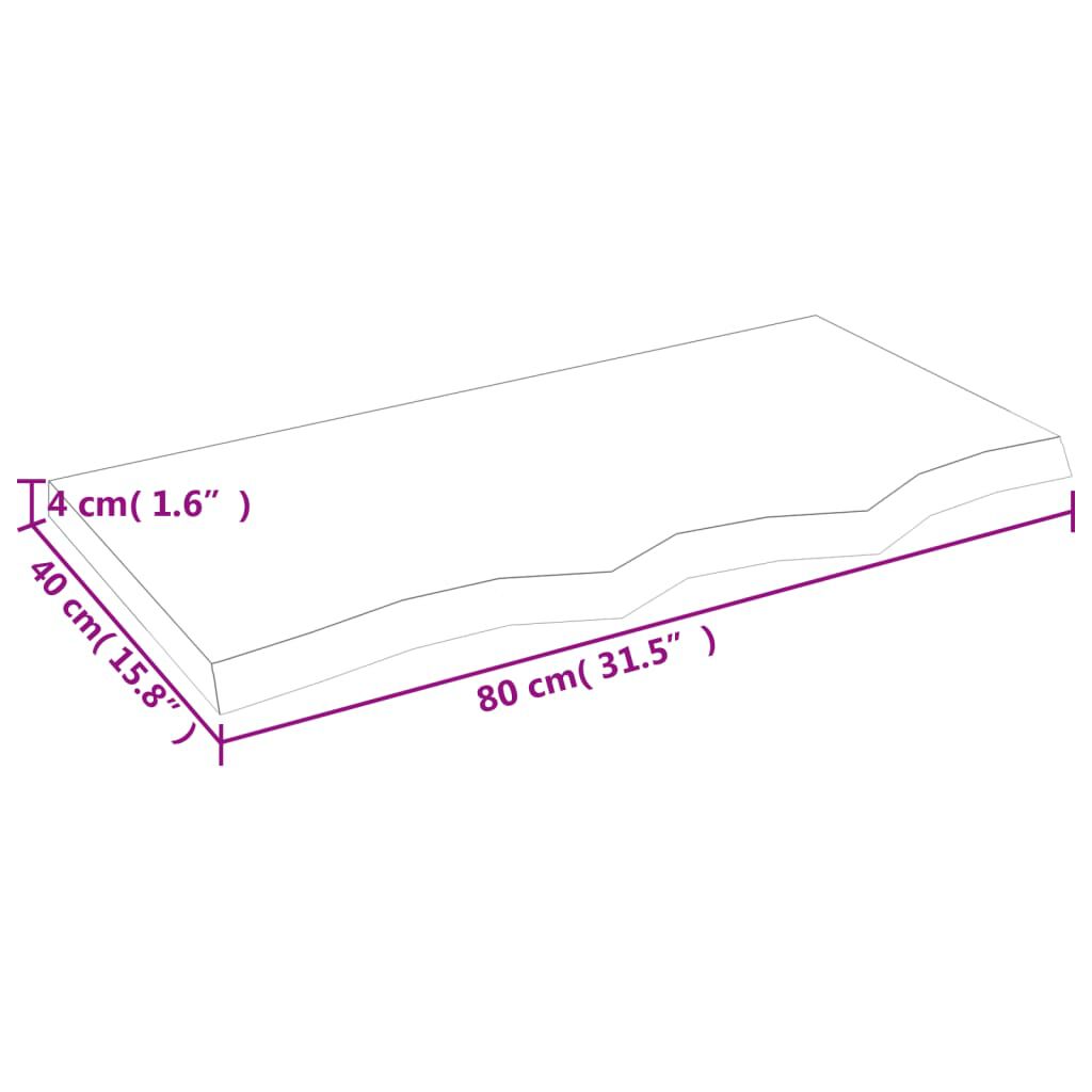 vidaXL Επιφ Τραπεζιού Αν Καφέ 80x40x(2-4)εκ. Επεξ. Μασίφ Ξύλο Δρυός