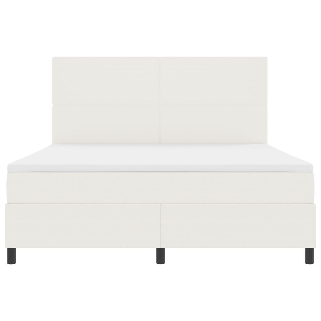 vidaXL Κρεβάτι Box Spring με Στρώμα & LED Κρεμ Υφάσματος Κόρντουρα
