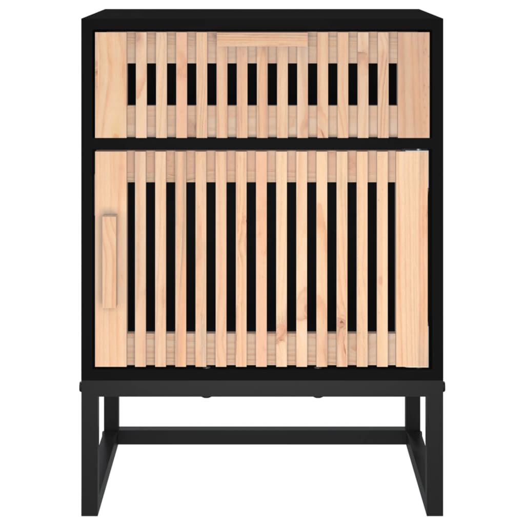 vidaXL Κομοδίνο Μαύρο 40x30x55,5 εκ. Επεξεργασμένο Ξύλο & Σίδερο