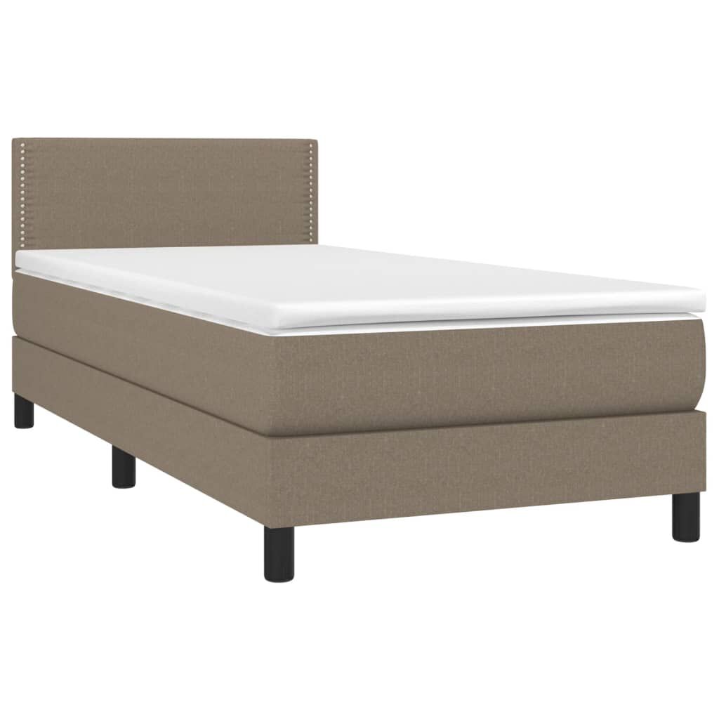 vidaXL Κρεβάτι Boxspring με Στρώμα & LED Taupe 90x190 εκ. Υφασμάτινο