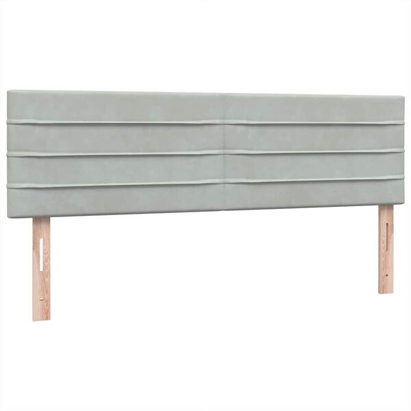 vidaXL Κρεβάτι Boxspring με Στρώμα Ανοιχτό Γκρι 160x210 εκ. Βελούδινο