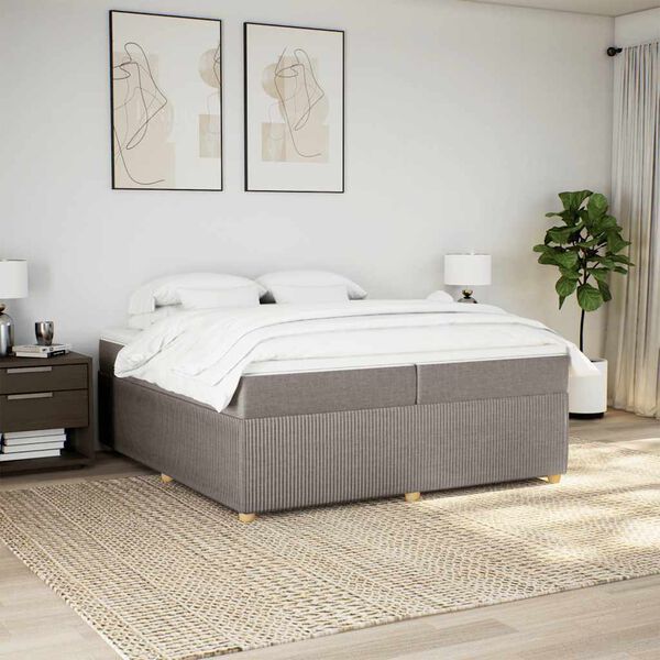 vidaXL &Kappa;&rho;&epsilon;&beta;ά&tau;&iota; Boxspring &mu;&epsilon; &Sigma;&tau;&rho;ώ&mu;&alpha; Taupe 200x200 &epsilon;&kappa;. &Upsilon;&phi;&alpha;&sigma;&mu;ά&tau;&iota;&nu;&omicron;