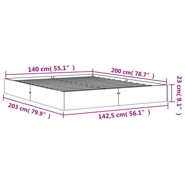 vidaXL Σκελετός Κρεβατιού Χωρίς Στρώμα Καφέ 140x200 Μασίφ Ξύλο Πεύκου