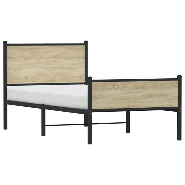 vidaXL Σκελετός Κρεβ. Χωρίς Στρώμα Sonoma Δρυς 90x200 εκ. Μεταλλικό