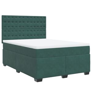 vidaXL Κρεβάτι Boxspring με Στρώμα Σκούρο Πράσινο 140x190εκ. Βελούδινο