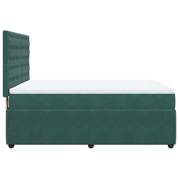 vidaXL Κρεβάτι Boxspring με Στρώμα Σκούρο Πράσινο 160x200εκ. Βελούδινο