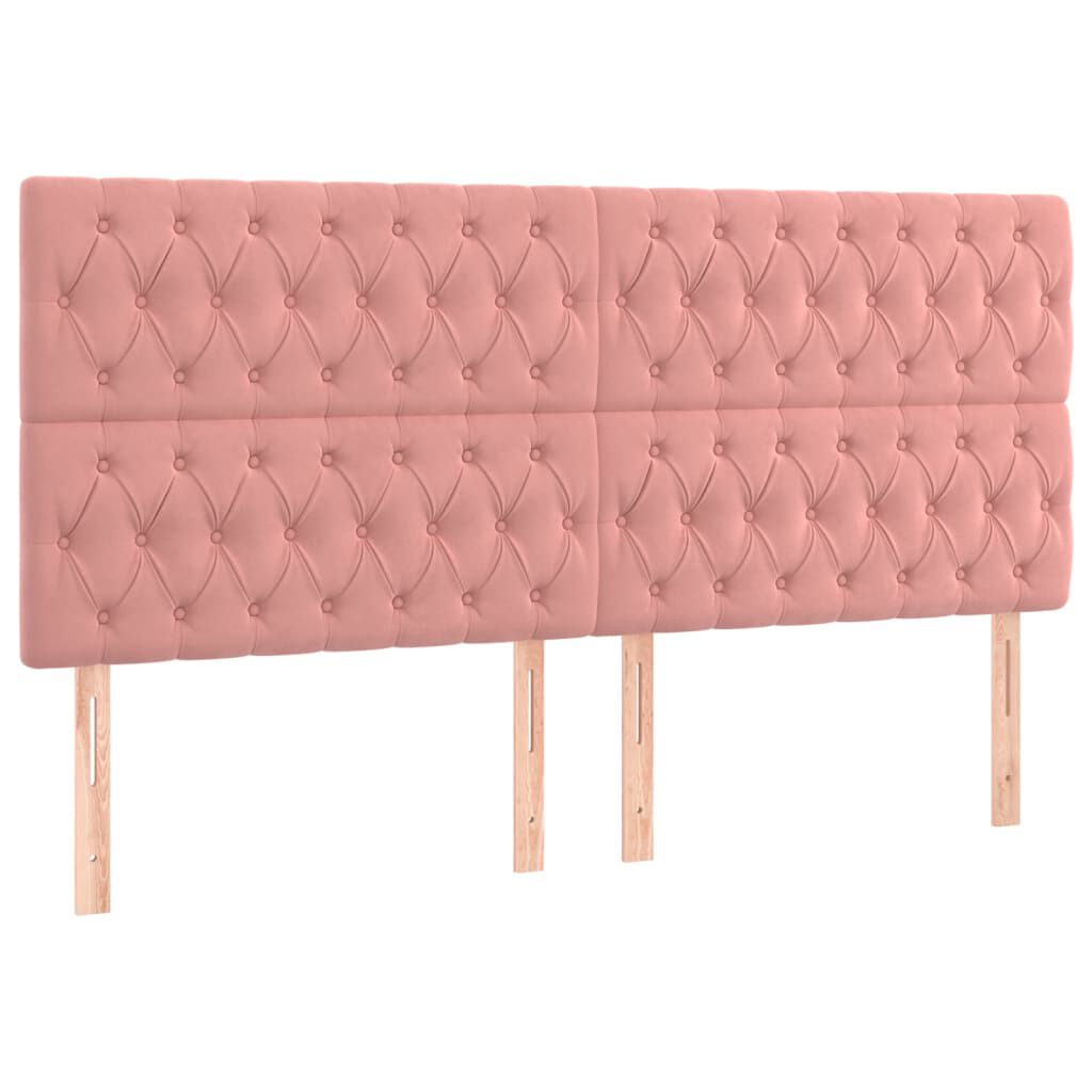 vidaXL Κρεβάτι Boxspring με Στρώμα Ροζ 200x200 εκ. Βελούδινο