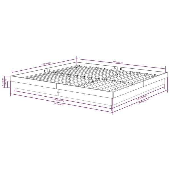 vidaXL Σκελετός Κρεβατιού Χωρίς Στρώμα 160x200 εκ Μασίφ Ξύλο