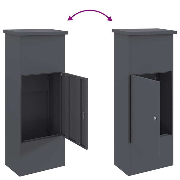 vidaXL Θυρίδα Πακέτων Ανθρακί 44.5 x 29 x 110.5 εκ Ατσάλι