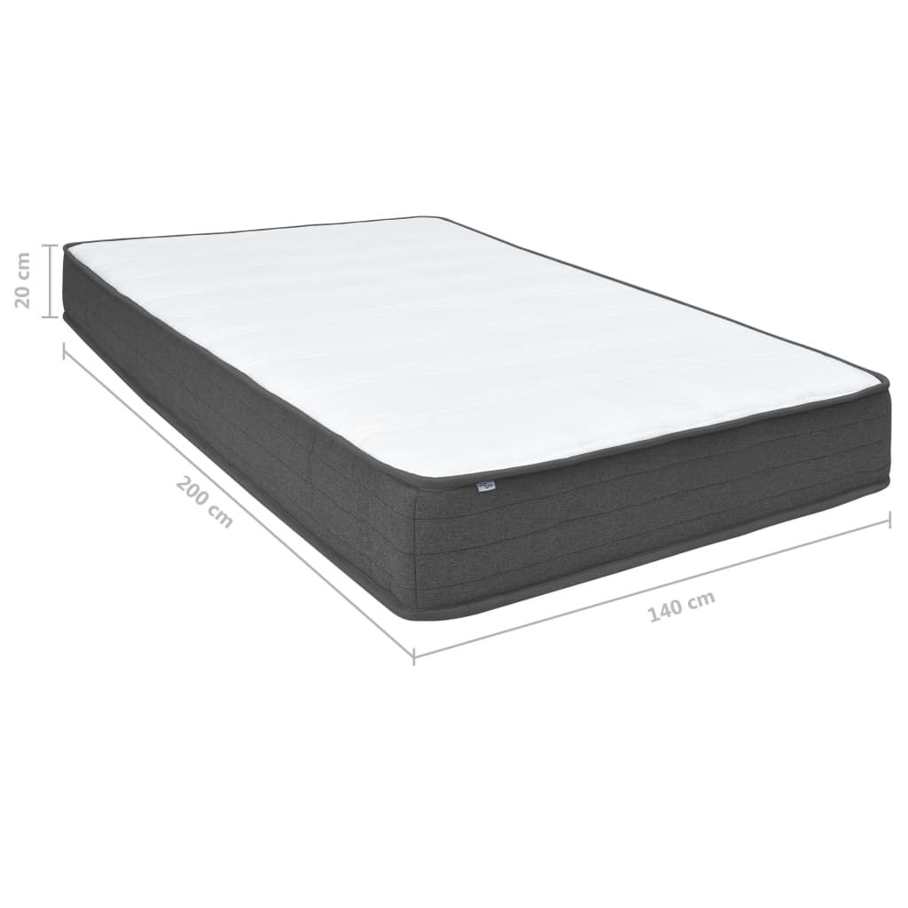 vidaXL Κρεβάτι Boxspring Σκούρο Γκρι 140 x 200 εκ. Υφασμάτινο