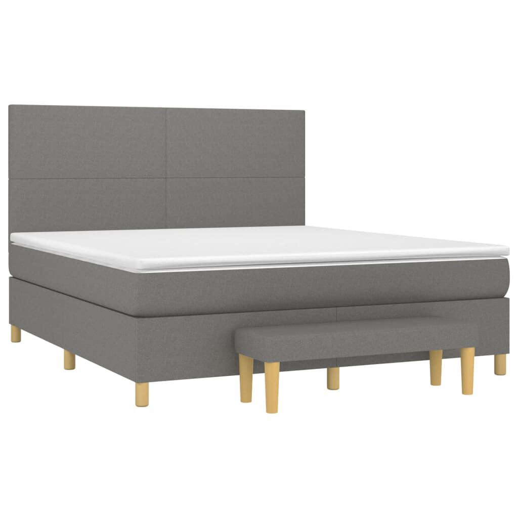 vidaXL Κρεβάτι Boxspring με Στρώμα Σκούρο Γκρι 160x200 εκ Υφασμάτινο