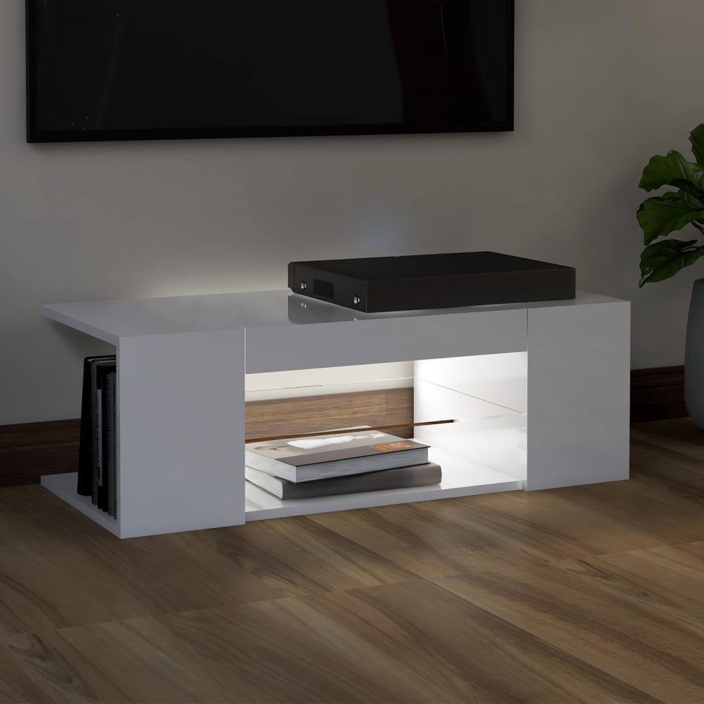 vidaXL Έπιπλο Τηλεόρασης με LED Γυαλιστερό Λευκό 90x39x30 εκ.