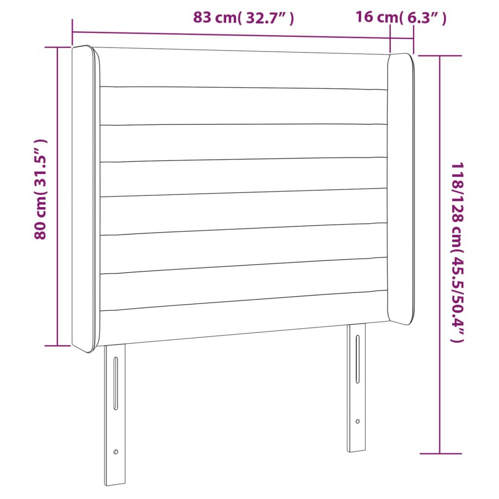 vidaXL Κεφαλάρι με Πτερύγια Σκούρο Καφέ 83x16x118/128 εκ. Υφασμάτινο