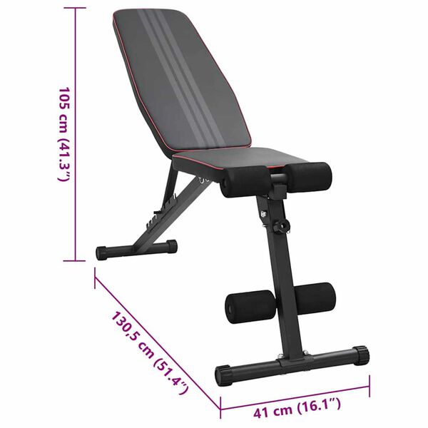 vidaXL Πάγκος Βαρών Μαύρο 131 x 41 x 110 εκ. Ατσάλι