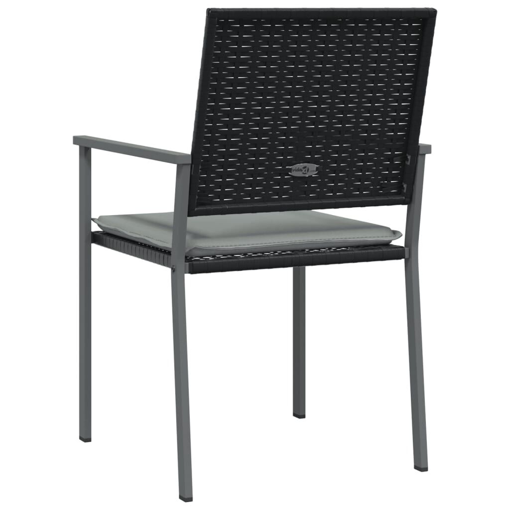 vidaXL Καρέκλες Κήπου 6 τεμ. Μαύρο 54x62,5x89 εκ Συνθ. Ρατάν&Μαξιλάρια